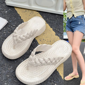 IELGY Thick-soled Flip-flops Womens Summer Wear Outside Non-slip Fashionable Soft-soled Sand