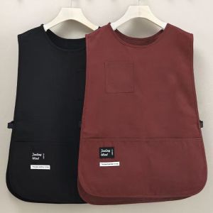 YUNAFIN Nylon Vest Style Stain-Resistant Apron Waterproof Breathable Sleeved Apron Japanese Anti Dirty Coffee House Uniform By Cooks Chef and Servers