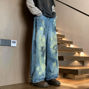 กางเกงยีนส์ทรงตรงขากว้างสำหรับผู้ชายและผู้หญิง ทรงหลวม ทรงลำลอง สำหรับใส่ไปเที่ยวในช่วงฤดูใบไม้ร่วง
