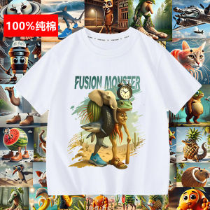 Pure Cotton Short Sleeve T-Shirt for Boys Childrens Clothing Cartoon Style Loose Fit Summer Breathable Soft Treatment