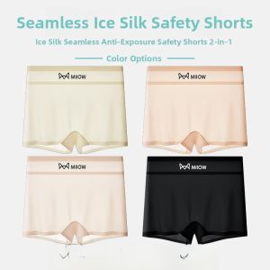 Miiow | Ice Silk Womens Underwear Summer New Style Anti-Light Briefs Comfortable No-Tag Cotton Lined Mid-Waist Antibacterial Shorts