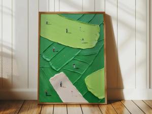 Abstract Miniature Golf Oil Painting | Textured Green Landscape Art Print
