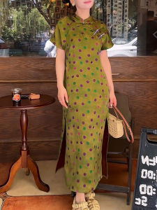 QINGNAER | Elegant Cheongsam Dress Large Size
