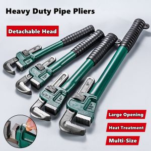 Heavy Duty Carbon Steel Straight Pipe Wrench 10" 12" 14" 18" Pipe Plier Universal Industrial Adjustable Plumbing Hand Wrench