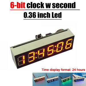6-bit Clock LED Digital Electronic Clock W Second Display Module Power Off Memory Brightness Adjustment DC 5V 12V car Watch RBYG