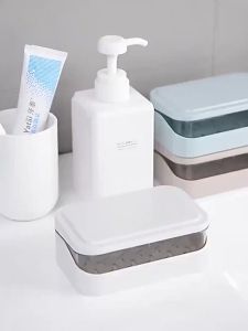 Large Capacity Soapbox Double Layer Soap Box Creative Soap Dish With Lid Drain Soap Box Dormitory Household Soap Box