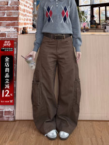 American Retro Loose Knife Multi Pocket Work Pants Women High Street Small Crowd Wide Leg Cleanfit Long Trousers Trendy