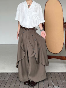 14gsl Japanese-Style Retro Fancy Yamamoto Yaosi Culottes Irregular Design Suit Pants Drooping Wide-Leg Pants