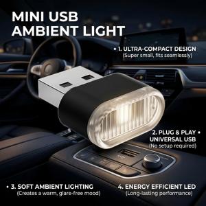 Mini USB LED Multicolour Atmosphere Light Plug and Play Portable Car Interior Decor Lamp Universal PC Emergency Ambient Lighting