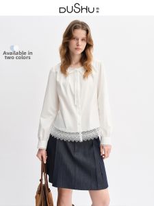 DUSHU | Sweet Lace Ruffle Skinny Long Sleeve Womens Shirt