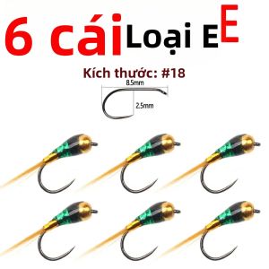 6 Cái # 18 Mồi Câu Ruồi Giả Bằng Đồng Thau Đầu Mồi Phủ Epoxy Kiểu Perdigon Nymph Không Móc Câu Kiểu Czech Nymph Dành Cho Cá Hồi Cá Măng Cá Chub Cá Barbel Mồi Câu Ruồi Ướt Kiểu Euro Nymph.