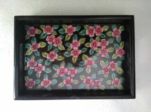 Hand-Painted Ceramic Tea Tray Black Background Creative Home Luxury New Chinese Style High End Rectangular Shape Tea Plate