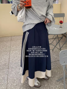 กระโปรงทรงเอเอวสูง ผ้าผสมโพลีเอสเตอร์ ทรงเข้ารูป ทรงหลวม ฤดูใบไม้ผลิและฤดูใบไม้ร่วง กระโปรงสั้นผู้หญิงแบบต่อ