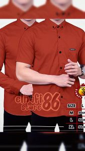 Kemeja Pria Warna Terracotta Panjang & Lengan Pendek