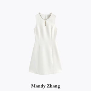 Thousand Dollars Style Rhinestone White Sleeveless Dress
