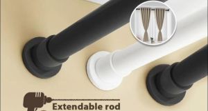Punch-Free Adjustable Telescopic Rod Extendable Strong Bearing Retractable Shower Curtain Rod Cloth Rod for room