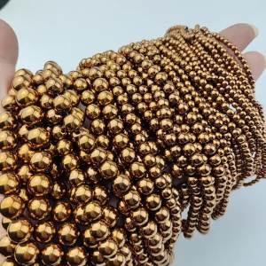 1 Strand 2-10mm Antique Copper Hematite Natural Stone Beads Smooth Round Loose Beads For DIY Bracelets Necklaces Jewelry Making