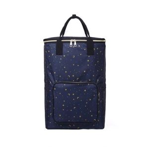 Portable Folding Aluminum Foil Insulated Shopping Cart Bag Lightweight Trolley with Detachable Wheels for Home Use