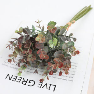 6 Branch 36 Heads Eucalyptus Leaf Artificial Plants Bouquet For Living Room Decoration Bride Wedding Vases Flowers Bouquet Decor