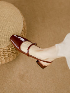 LIQIXIEFANG | French Square Head Covered Toe Thick Heel Hollow Dress Shoes