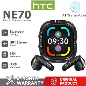 1-Year Warranty HTC NE70 AI Translation Earbuds Electroplated Metal Earphone Case Real-time Translation TWS Bluetooth Earphones Bluetooth 6.0 HiFi Sound Quality IPX5 Waterproof Wireless Earbuds