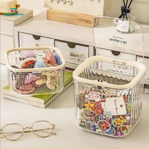 1/3PCS Acrylic Transparent Storage Box Hair Accessories Rubber Bands Storage Dustproof Display Box with Lid Stackable Multifunctional Boxes