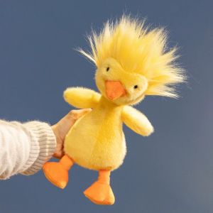 Cute Duck Plush Toy Yellow Cool Hair Sitting Position Fluffy Accompany Doll Kawaii Sleeping Buddy Bed Decoration Birthday Gift