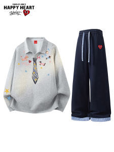 CHARLES JANGS HAPPY HEART | New Graffiti Streetwear Casual Hoodie Set