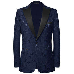 เสื้อสูทผู้ชายทรงเข้ารูปพิธีกร ลายดอกไม้ ลำลอง งานเลี้ยง โชว์ แฟชั่น ฤดูใบไม้ผลิ 2022 เสื้อสูทผู้ชายแบบลำลอง
