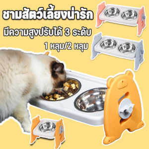 Pattey ชามแมว 1 หลุม/2 หลุม ชามสัตว์เลี้ยง ชามสแตนเลส สามารถปรับความสูงได้