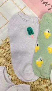 Gratis Semua - Kaki Warna Hijau Motif Es Krim / Kaos Kaki Pendek Korean / Ankle Socks Korean