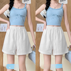 Miiow | Cat Person Linen Wide Leg Short Pants Womens Summer Thin Cotton Linen Five-Point Casual High Waist Shorts MiiOW Brand