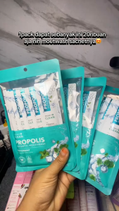 Secret Clean Propolis Antiseptic Mouthwash Sachet – Tanpa Alkohol Segar & Antibakteri 6 sachet