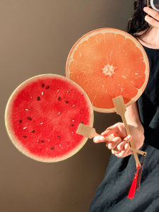 Hand-Painted Watermelon And Orange Group Fan Portable Cooling Summer New Arrival 2025 Version Eco-Friendly Paper And Plastic