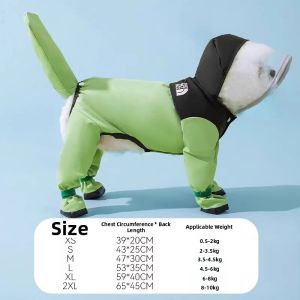 hipidog | Waterproof Four-legged Coverall Raincoat with Traction Buckle Transparent Visor for Small Dogs