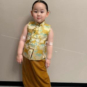 Thickened Girls Jacket 2024 New Autumn Winter Clothes Childrens Wind Improved Version Hanfu New Chinese Style Girls Shoulder