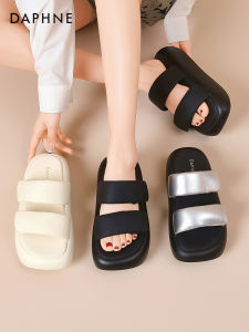 Daphne Thick Heel Slippers Womens Casual Sandals Summer Outdoor Wear Magic Tape Beach Cool Slippers Low Help PU Material