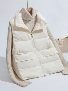 Short Padded Jacket Womens Style Stand Collar Sleeveless Vest Loose Fit Cotton down Coat Autumn Winter New Arrival