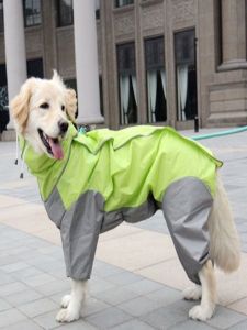 Waterproof Dog Raincoat Full Body Four Legs Pet Clothes for Large Dogs Golden Retriever Alaskan Malamute Casual Style PU Leather