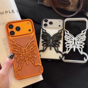 Ốp Điện Thoại iPhone Thiết Kế 3D Hình Bướm Rỗng Tản Nhiệt Mặt Lưng Cứng Mờ Tương Thích Với Các Model Pro Max Plus
