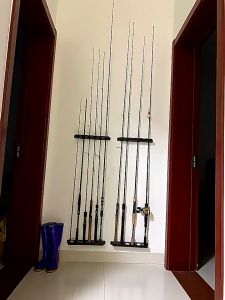 Goture 6 Slots Vertical/Horizontal Fishing Rod Holder Wall Mounted Display Rack Stand Plastic Bracket Fixed Collection