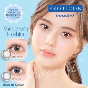 Softlens Big Eye New Innocent Dia. 16mm Normal & Minus ( -0.50 s/d -6.00 ) Sepia Brown Smoke Grey Soflens By Exoticon