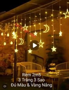 DÂY ĐÈN TRANG TRÍ NHÁY THẢ MÀNH DẠNG HÌNH NGÔI SAO VÀ TRĂNG
