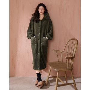 Couple Long Hooded Thickened Coral Fleece Robe