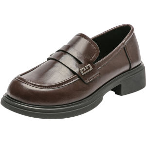 DUSTO | Soft Bottom Thick Heel Black Loafers Womens Shoes