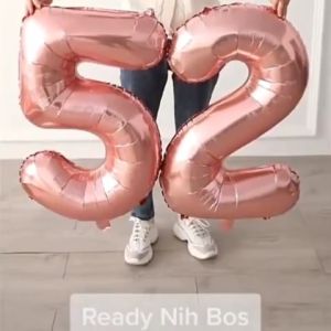 Balon Foil Angka Motif Gold Silver Rosegold Biru Pink Rainbow Ukuran 80cm Party Balloon Warna Metalik