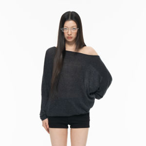 Archivum Wool Blend Casual Comfortable Womens Top Two-Way Wear Shoulder Slanting Stackable Coat Sweet Style Long Sleeve