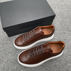 Boys Casual Leather Sport Business Shoes Thick Bottom Heightening Low Help Laced Pure Color White Sneakers Trendy Mens Footwear