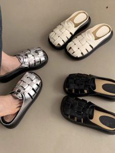 Elevated Thick Heel Headed Sandals Women Summer Outdoor French Elegance Fairy Platform Slippers Beachside Roman Shoes