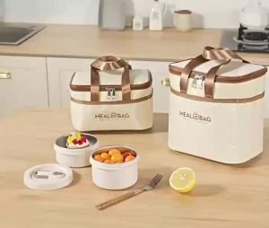 Thickened Thermal Food Pouch Portable Lunch Bag with Stylish Minimalist Design B25